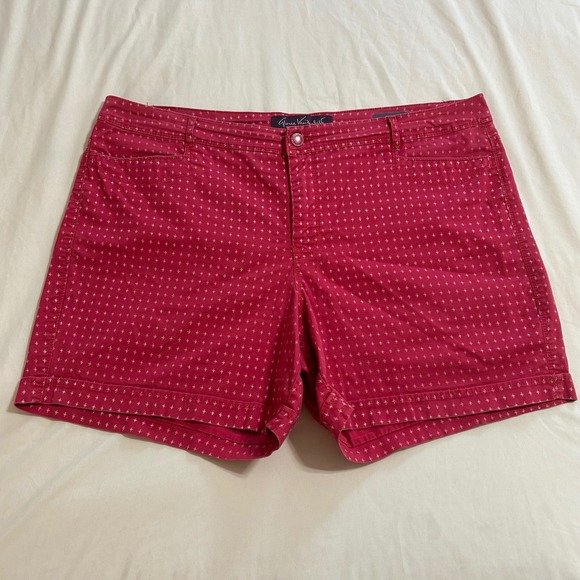 Gloria Vanderbilt Pants - Gloria Vanderbilt Gabrielle Shorts Pink White Starburst Print Cotton Stretch‎ 16